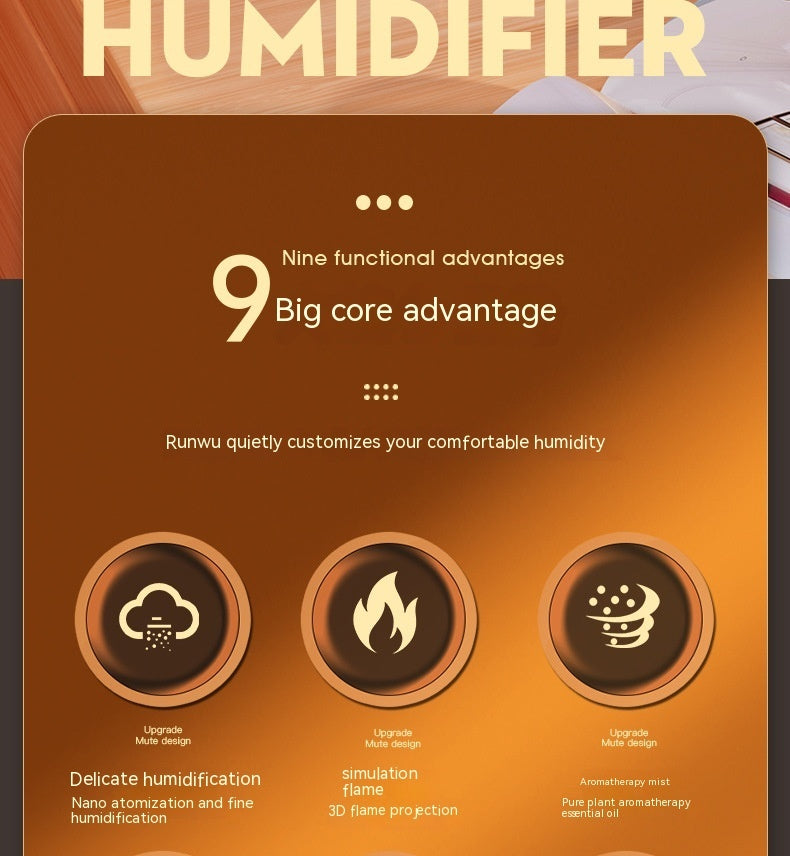 Flame Humidifier - LED Aroma Diffuser mit Flammeneffekt & USB